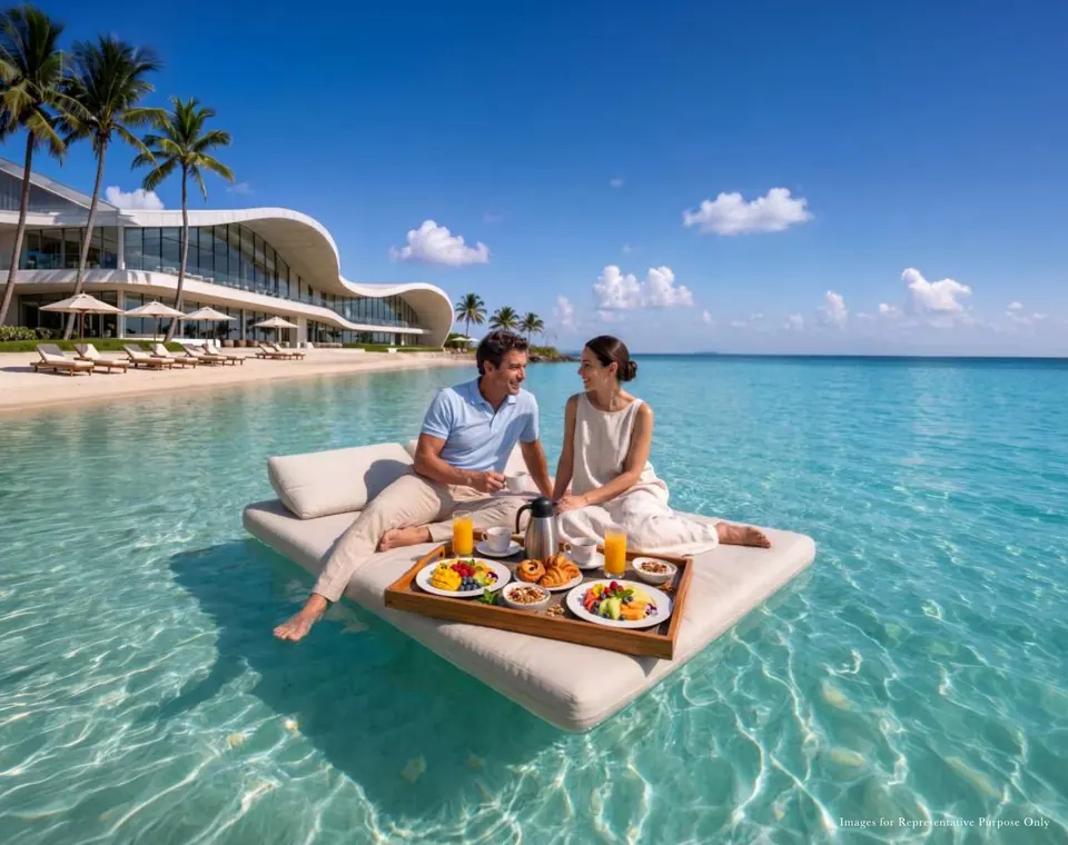 Floating breakfast in the lagoon by the clubhouse